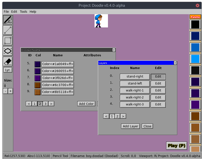 Screenshot of the Doodad editor