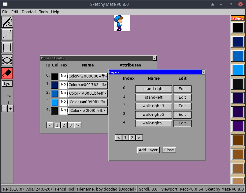 Screenshot of the Doodad editor